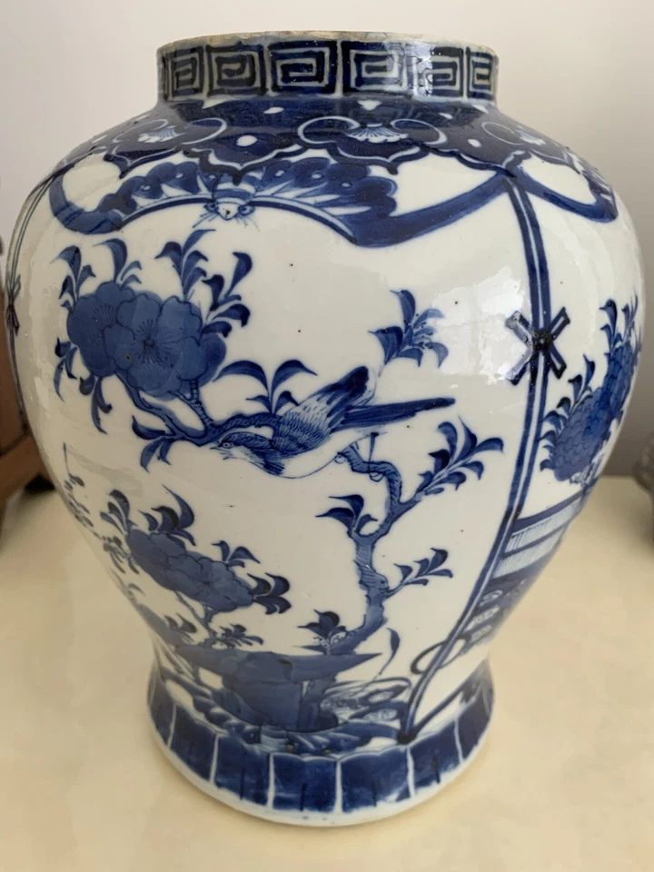 Chinese Qing Dynasty Qinghua Jar Court Lady 康熙青花人物将军罐 - Image 3 of 4