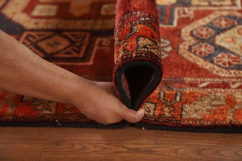 Vintage Tribal Rust Wool Hand-knotted Geometric Zanjan Runner Rug 4x10 Carpet - Picture 23 of 24