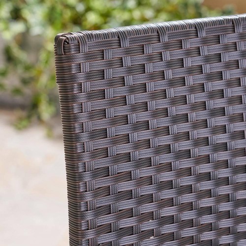 Noble House Outdoor Bar Stool Chair 2-piece Faux Rattan W/ Footrest in Brown - Picture 5 of 6