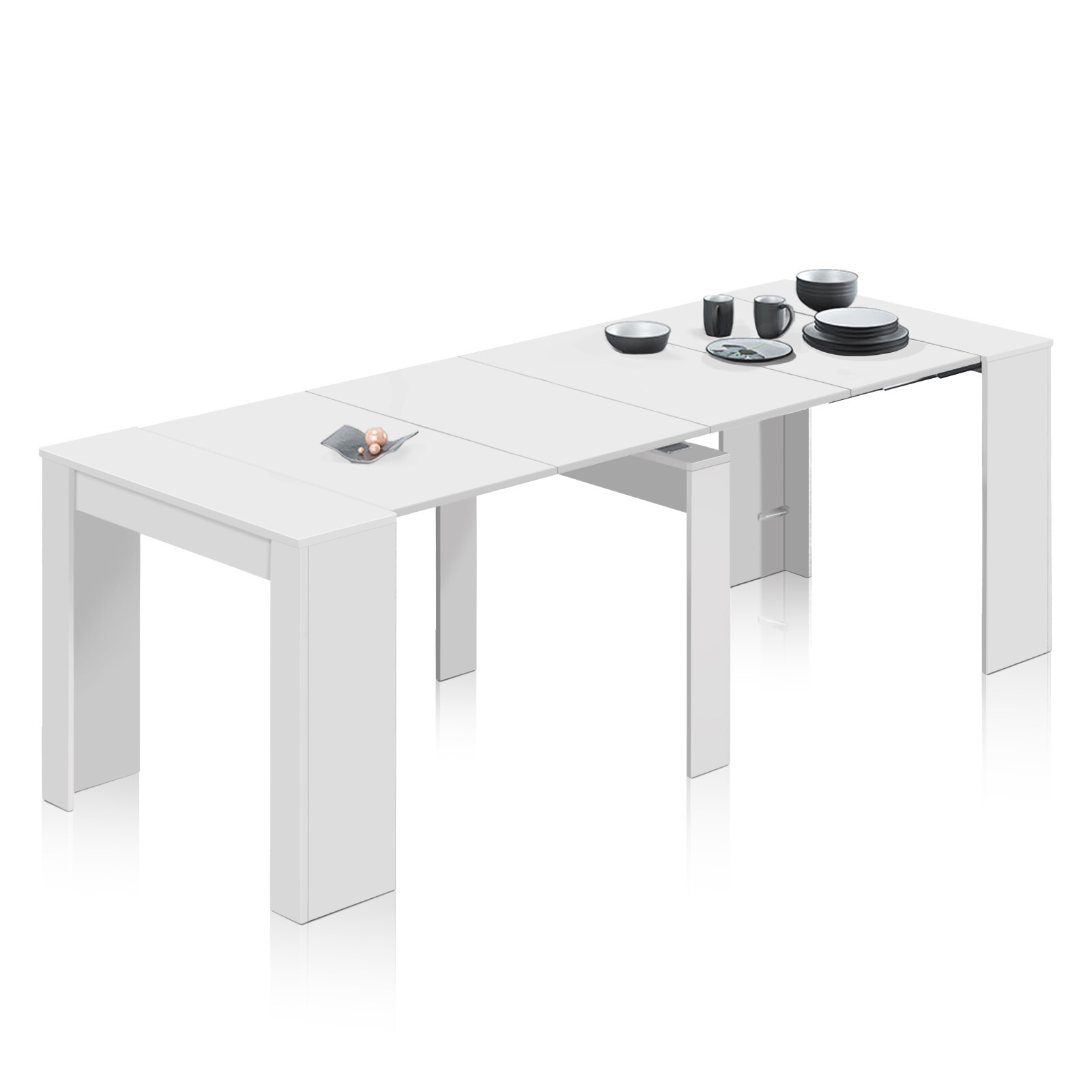 Mesa de comedor, consola extensible mesa cocina, mesa escritorio, Blanco Brillo 8423490262246 |