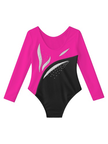 Kids Girl's Romper Workout Leotard Yoga Unitard Long Sleeve Jumpsuit Sports - Picture 30 of 51