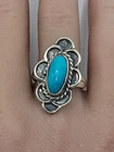 Vintage Native American Navajo Sterling Silver Turquoise Ring Size 8.25