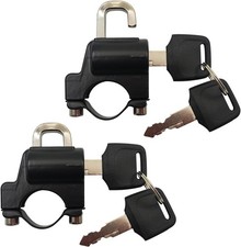2 Pack Motorcycle Handlebar Helmet Lock 7/8" Universal Key Padlock Anti Theft Sa