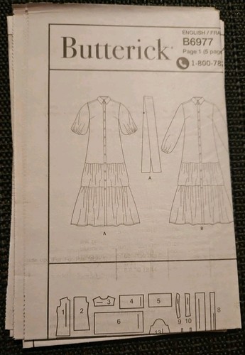 Butterick B6977 6977 Misses' Easy Loose Fitting Tiered Dress  6-14 UNCUT FSHIP  - Picture 7 of 8