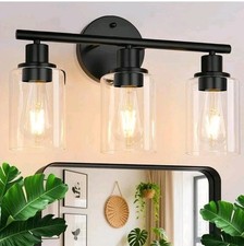 Bathroom Light fixtures, 3-Vanity Lights for Bathroom with Clear Glass Shade,