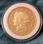 1877 Liberty-Eagle Tribute $50 Proof Numismatic Coin: 24k Gold-Plated