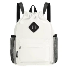 Drawstring Backpack Sports Gym Bag with Shoes Compartment, Water-Resistant St...