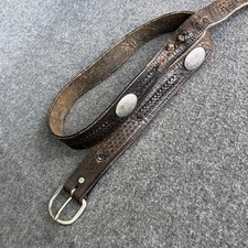 VTG Western Leather Concho Belt Mens 42 Brown Basket Weave MAJOR ISSUE