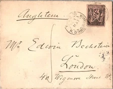 France 25c Peace and Commerce 1879 Paris 18, R. D'Amsterdam to London, England.