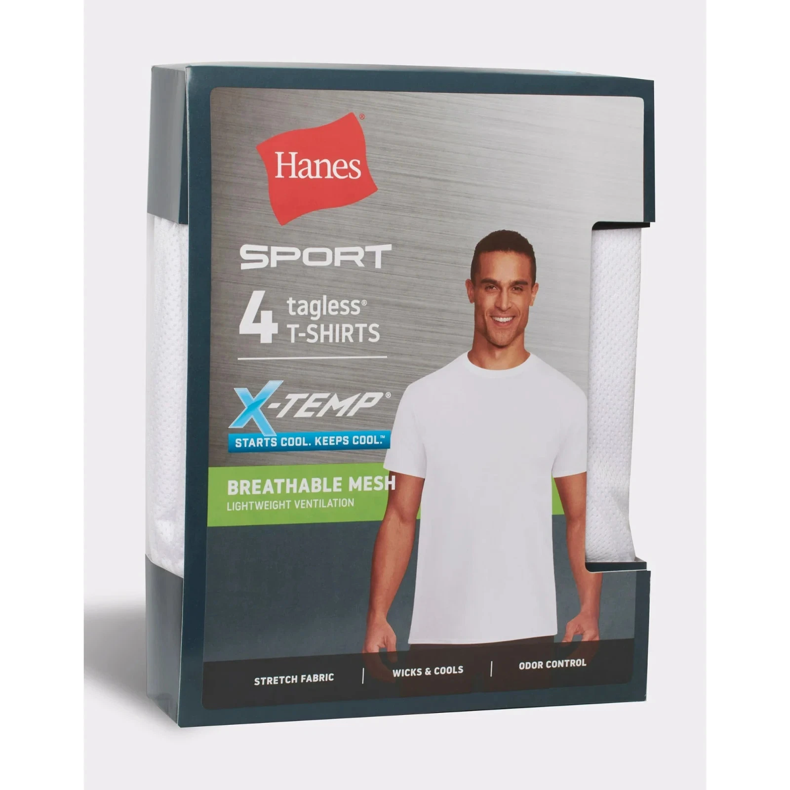 Hanes® Ultimate®Men's 4-Pack X-Temp BREATHABLE Mesh Crew-neck Tee "TAGLESS® "