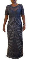 Pisarro Nights Illusion Beaded Mesh Column Maxi Gown Size 6