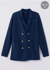 NWT  J.Jill Wearever Double-Breasted Sweater Blazer