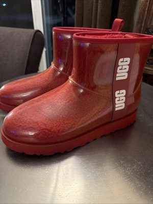 UGG Classic Clear Mini II Women s Size 11 Samba Red Waterproof Boots