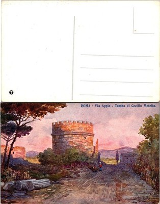 Roma Via Appia Tomba di Cecilio Metella Postcard Unposted Italy Vintage Scenic
