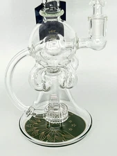 9" PHOENIX STAR GLOBE RECYCLER PERC RIG BONG PIPE 14MM BOWL GREEN * 2 FREE GIFTS