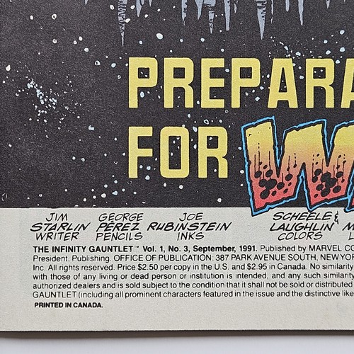 THE INFINITY GAUNTLET #3 Marvel 1991 FN 6.0 *FREE SHIPPING ADDITIONAL COMICS* - Picture 4 of 4