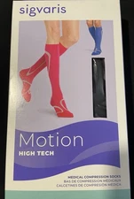 New! SIGVARIS Motion High Tech 412CLL99 Compression Socks 20-30mm LL BLACK