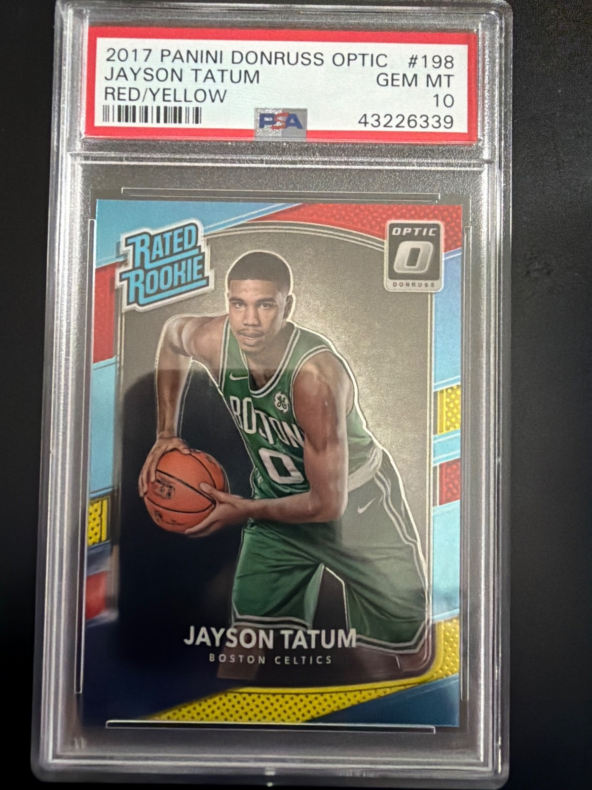 2017 Panini Donruss Optic Red/Yellow Rated Rookie Jayson Tatum 198 PSA 10 GEM MT