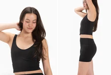 Sweetflexx Zilker Flow Crop Top Bra L Black Shelf Bra Longline