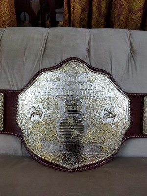 Big Gold Dual Wrestling World Championship Replica Adult Title Belt 6mm Diecast.