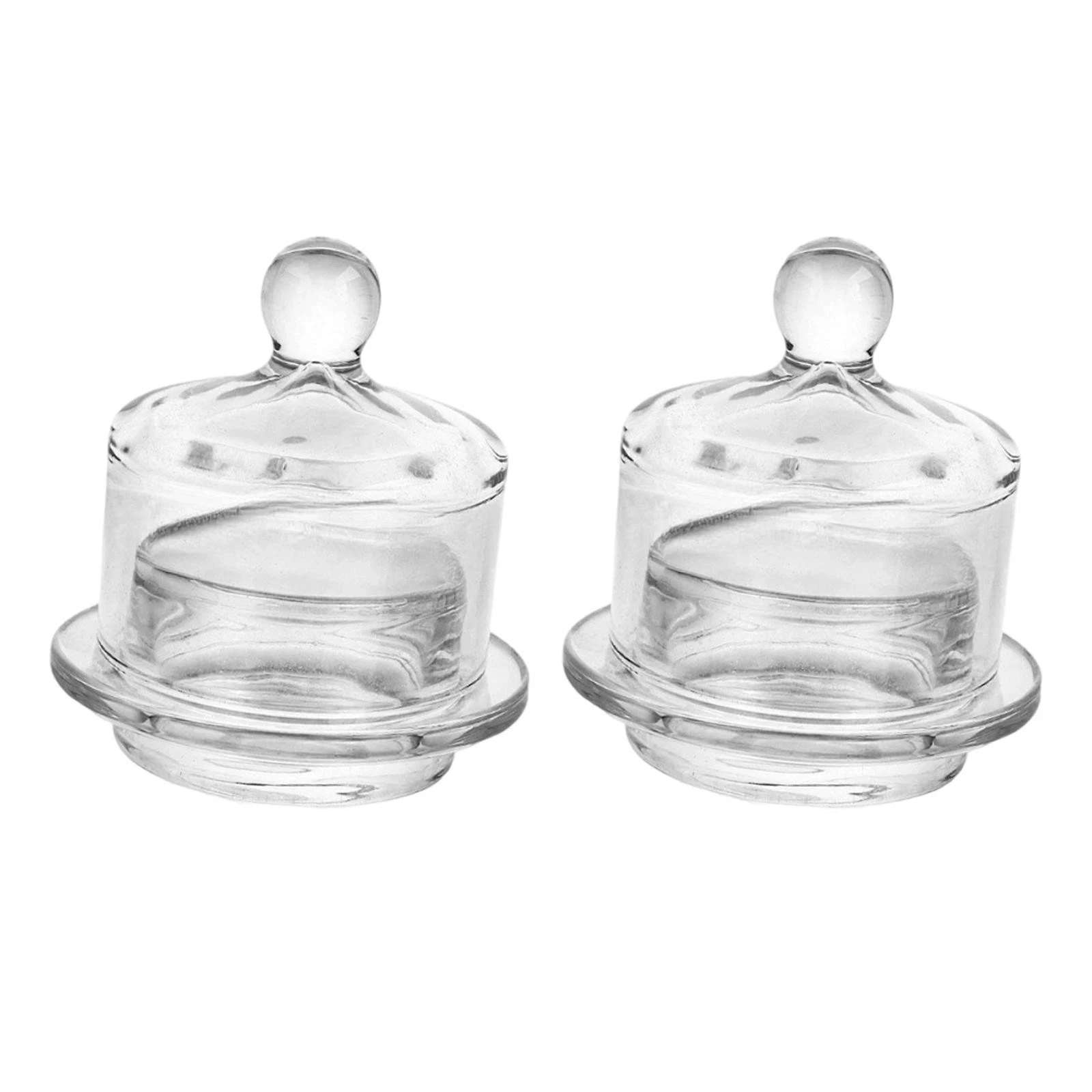 2 Pieces Glass Butter Dishes with Lid Storage Container Compact Easy Grip Handle