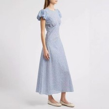 New Women Doen Round Neck Floral Puff Sleeve Aline Midi Dress