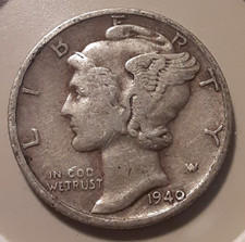 1940-D Mercury Dime 10c Denver Mint 90% US Silver coin (#301-12920/RBF)