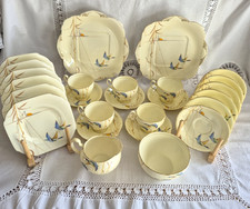 Vintage Grafton Bone China England "Flight" Pattern Tea Set Bird Mallard Design