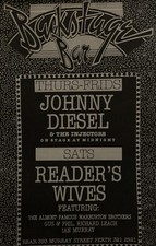 Johnny Diesel 1987 Perth Concert Flyer A4-Sized High Quality Carded Gloss Print