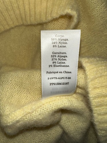 Everlane The Alpaca Yellow Alpaca-Blend Sweater Short-Sleeve Shirt M Corporate - Picture 6 of 7
