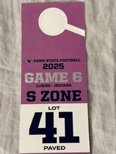 Penn State vs Indiana Reserved Parking Pass 11/8/25 - Lot 41 paved lot