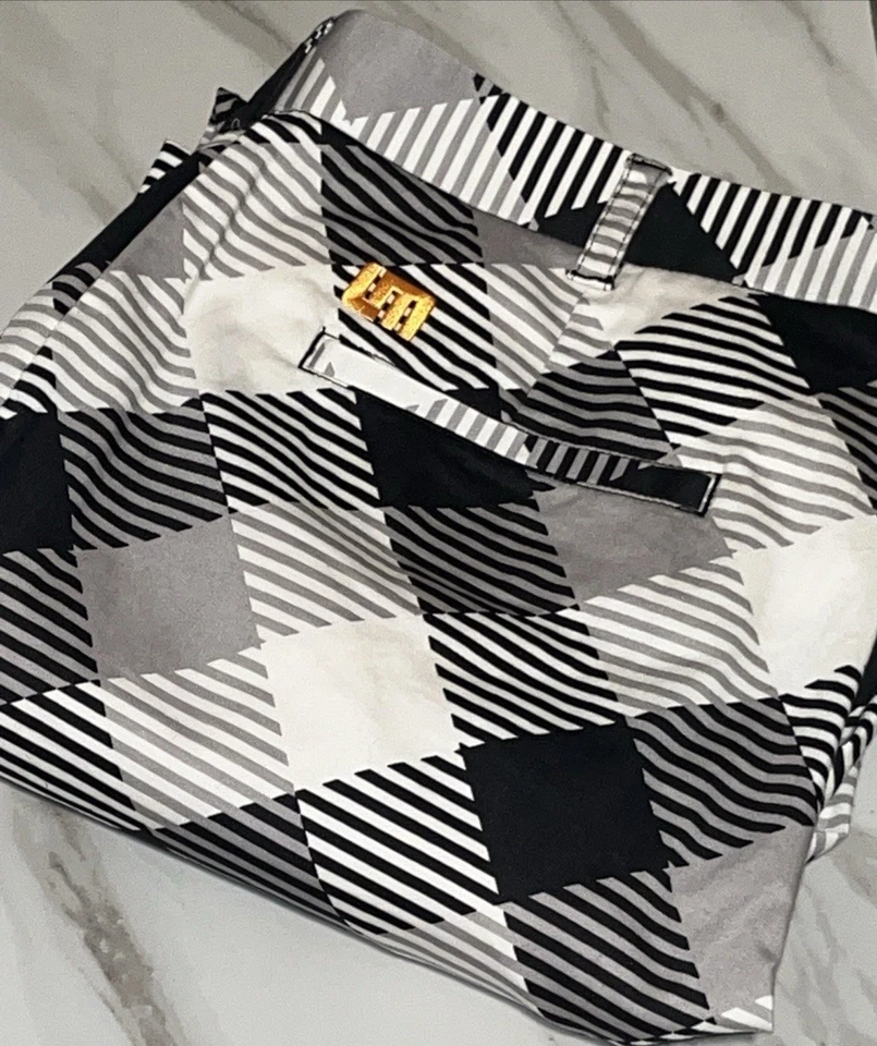 Pantalones de golf Loudmouth para hombre 36x32 grises negros argyle cuadros diamantes algodón elástico Foto 2 de 4