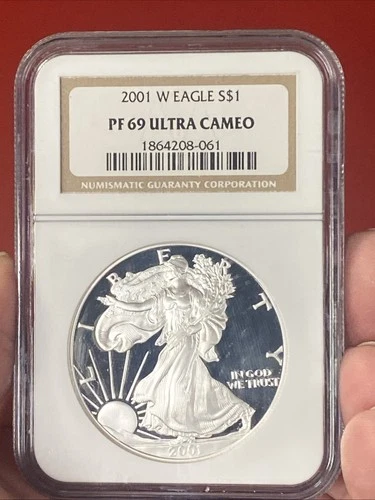 2001-W NGC PF69 ULTRA CAMEO 1 OZ AMERICAN SILVER EAGLE