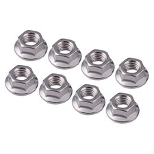 8pcs M10x1.25 Exhaust Manifold Flanged Serrated Lock Nut Fit For Honda Nissan