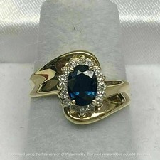 2.0Ct Oval Cut Lab Created Blue Sapphire Engagement Ring 14K Yellow Gold Plated