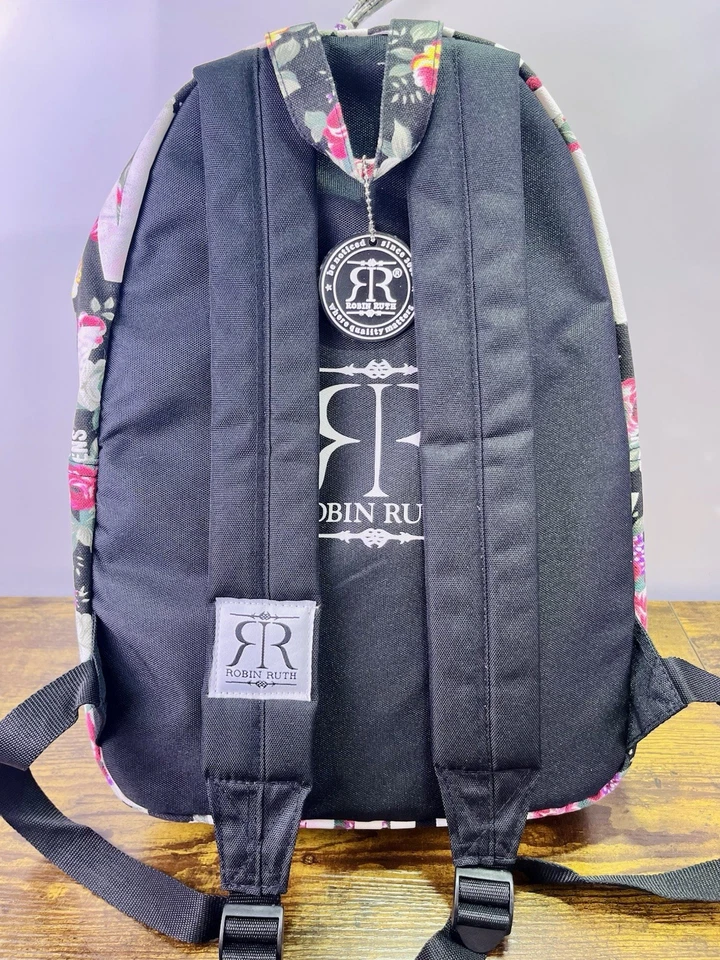 Mochila Robin Ruth New York City Negra Floral Elegante Colorida Nueva York ~ Totalmente Nueva Foto 4 de 4