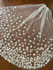 Schleier ca 290x240 cm weiß Mit Blüten Neuwertig Hochzeit Braut Zum Kleid Poirie