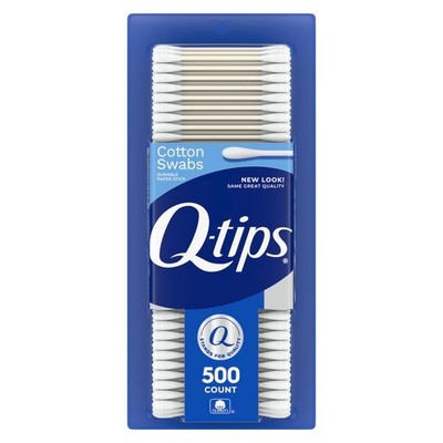Q-tips Cotton Swabs 500 Count 100% Cotton Soft Tips for Beauty and First