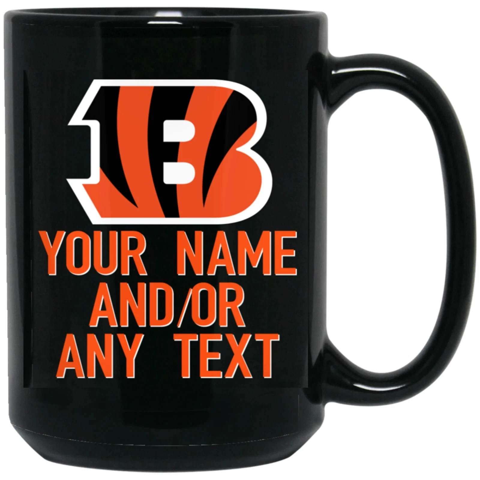 Custom Personalized Cincinnati Bengals Black Ceramic Coffee Mug Cup