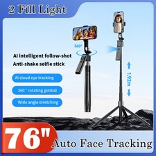 76'' Selfie Stick Auto Face Tracking Tripod 360  Rotation with Remote Control