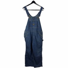 Vintage 1970s Sanforized Made In USA Union Blue Denim Overalls Size L