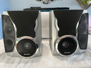 Sharp CP-BA200 Speakers with Integrated Subwoofers Bi-Amp 200 Watts Tested Clean
