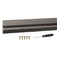 Door Bottom Sweep 39"L x 1.4"W H-Shape Aluminum Holder 0.4 Inch PP Brush Brown