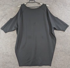 Boutique Dress Women 2X Black Stretch Knit Sheath Short Mini Cold Shoulder