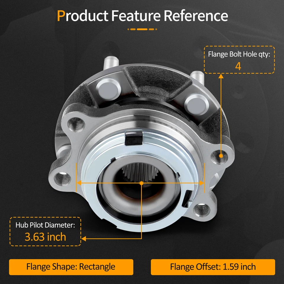 Conjunto de cojinete de cubo de rueda delantera AWD para Infiniti FX35 FX45 2003-2008 2 piezas Foto 4 de 4