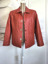 Women's Genuine Leather Rust/brown Mid-season Jacket Quilted Insulated Lined L