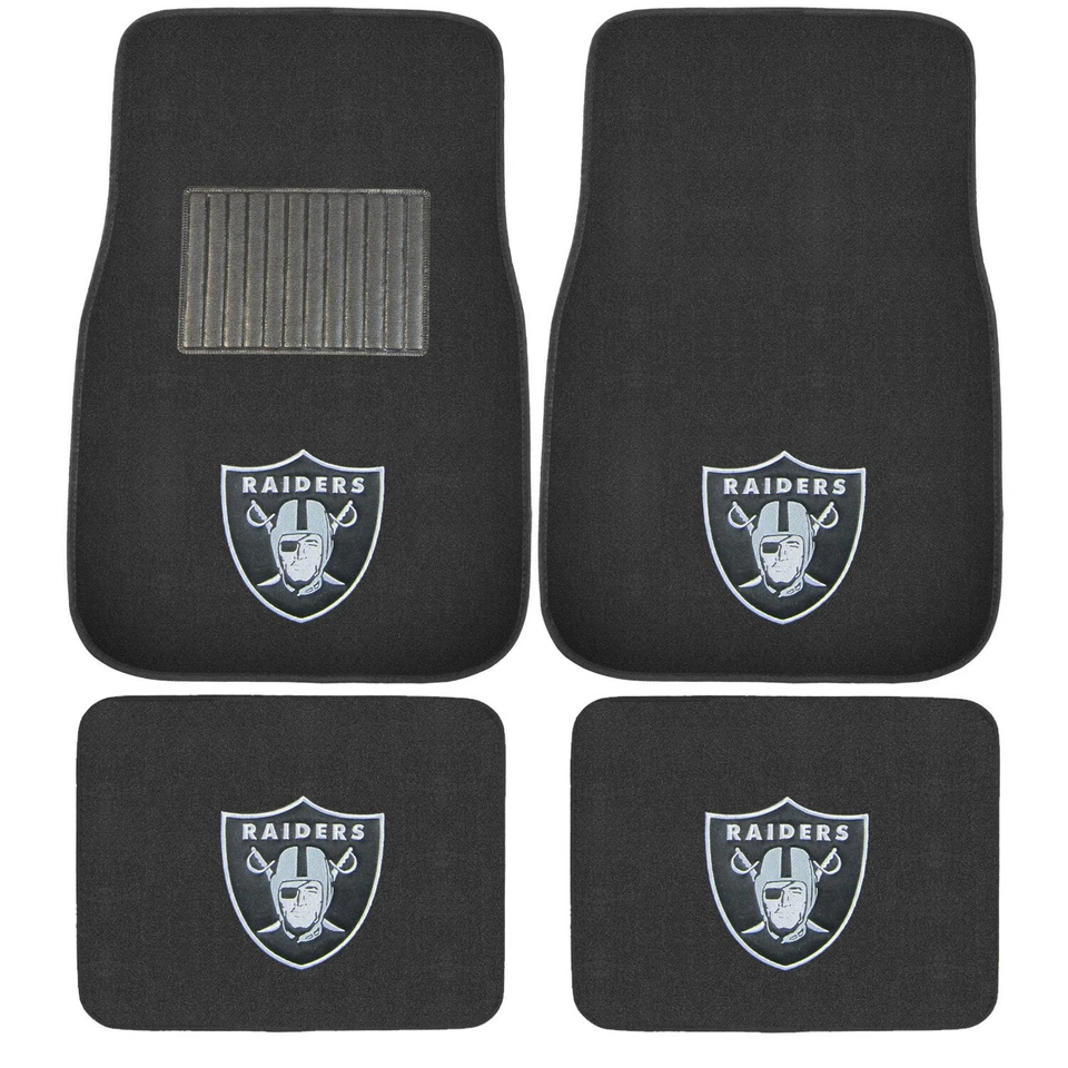 4PC NFL Oakland Raiders Car Truck Black All Weather Carpet Floor Mats Set Foto 2 de 4
