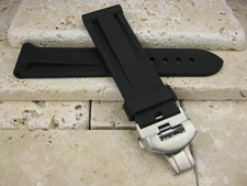 New 24mm Black Soft Rubber Diver Strap Deployment Buckle Set for PANERAI PAM