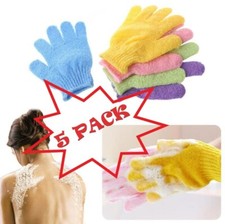 5 Pack Exfoliating Spa Bath Glove Shower Soap Clean Hygiene Body Scrub Massage