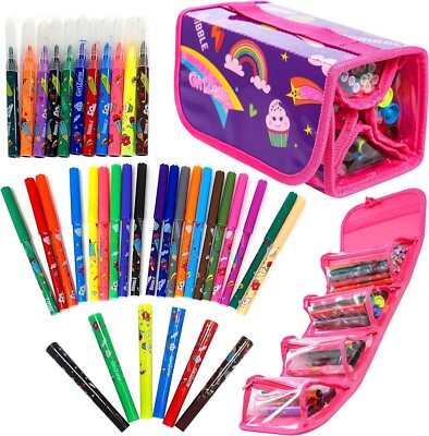 GirlZone Arts and Crafts Fruchtduftmarker und Federmäppchen für Mädchen 38 Teile